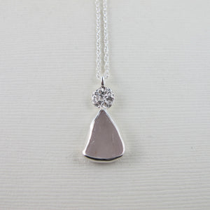 Whale bone imprinted necklace with sea glass from Victoria, BC - Swallow Jewellery
