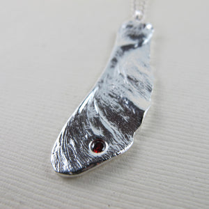Extra large maple seed pod necklace with Garnet from Victoria, BC - Swallow Jewellery