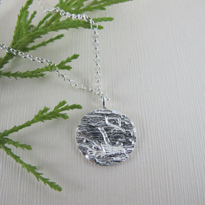 Cedar bark imprinted necklace from Malcom Island, BC - Swallow Jewellery
