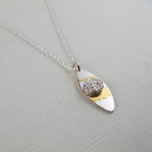 Load image into Gallery viewer, &quot;Surfboard&quot; necklace with Tofino coral x gold - Swallow Jewellery