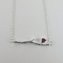 Load image into Gallery viewer, Twig imprinted necklace with sea glass from Victoria, BC - Swallow Jewellery