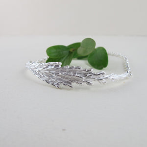 Giant Sequoia leaf imprinted bracelet from Beacon Hill Park, Victoria - Swallow Jewellery
