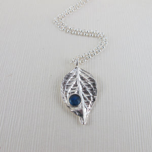 Hydrangea leaf and opal long necklace - Swallow Jewellery