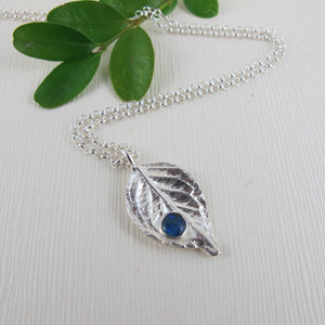 Hydrangea leaf and opal long necklace - Swallow Jewellery