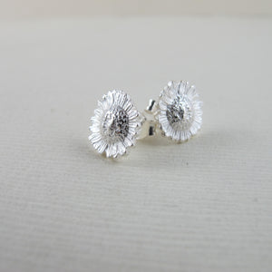 Mini daisy flower imprinted earring studs from Victoria, BC - Swallow Jewellery
