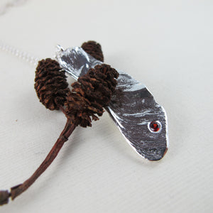 Extra large maple seed pod necklace with Garnet from Victoria, BC - Swallow Jewellery