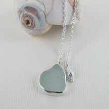 Load image into Gallery viewer, Sea glass long necklace with shell from Bear Beach, BC - Swallow Jewellery