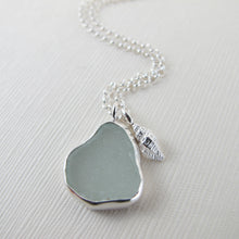 Load image into Gallery viewer, Sea glass long necklace with shell from Bear Beach, BC - Swallow Jewellery