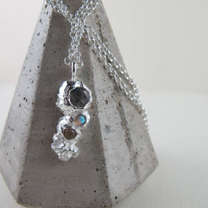 Barnacle imprinted necklace with Labradorites from Gowlland Tod Park, Victoria - Swallow Jewellery