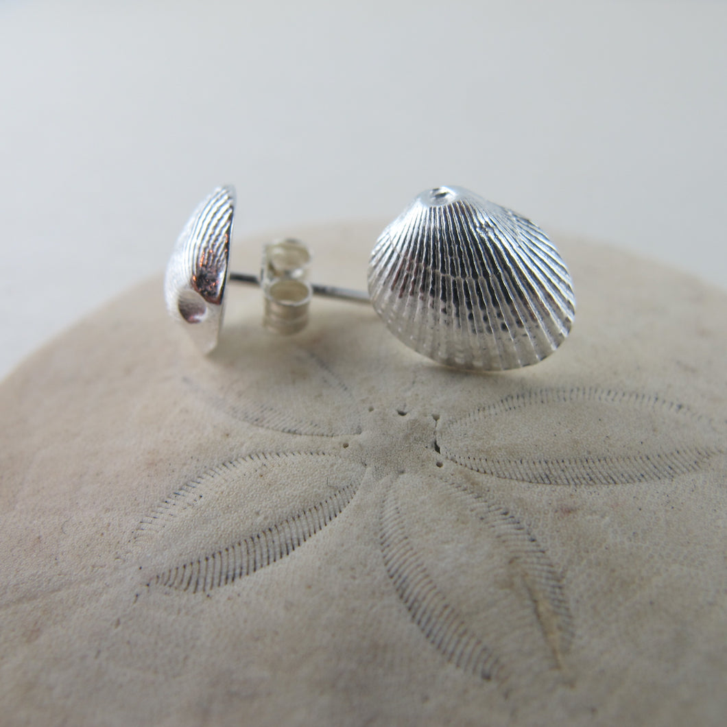Mini seashell imprinted earring studs - Swallow Jewellery