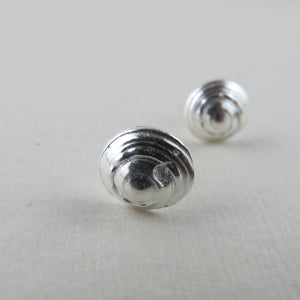 Moon snail shell imprinted earring studs - Swallow Jewellery