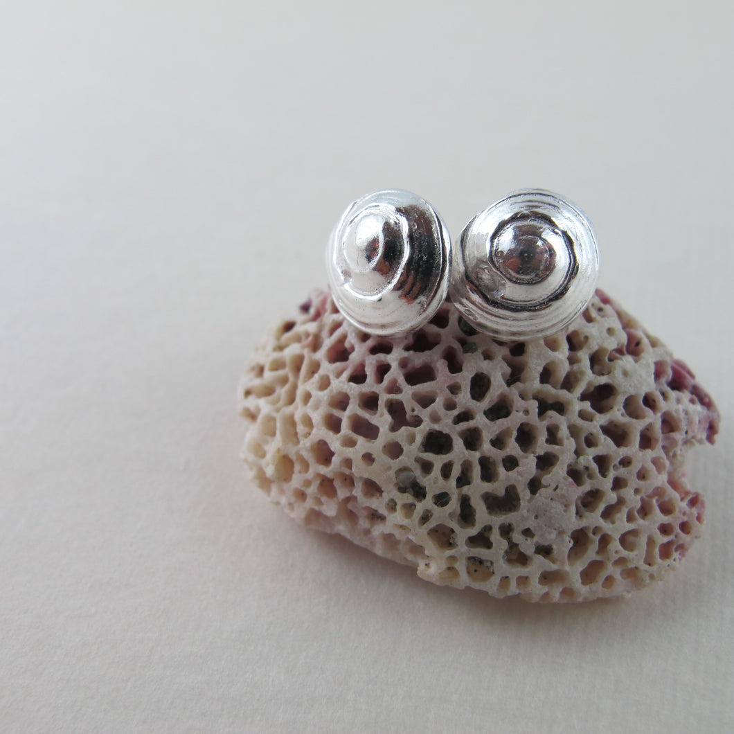 Moon snail shell imprinted earring studs - Swallow Jewellery