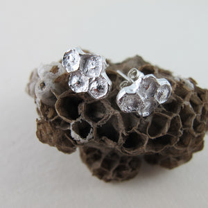 Honeycomb imprinted earring studs from Qualicum Falls, Vancouver Island - Swallow Jewellery