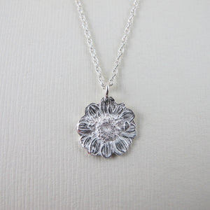 Mini daisy imprinted necklace from Victoria, BC - Swallow Jewellery