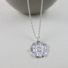 Load image into Gallery viewer, Mini daisy imprinted necklace from Victoria, BC - Swallow Jewellery