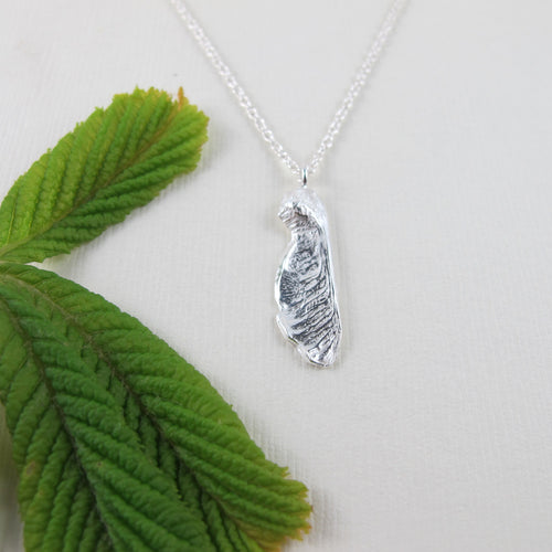 Small maple seed pod imprinted necklace from Victoria, BC - Swallow Jewellery