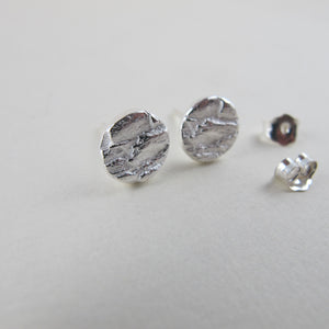 Douglas Fir tree bark imprinted earring studs from Victoria, BC - Swallow Jewellery