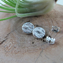 Load image into Gallery viewer, Douglas Fir tree bark imprinted earring studs from Victoria, BC - Swallow Jewellery