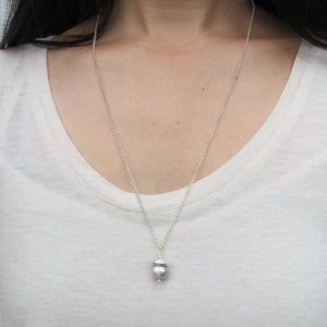 Acorn necklace with freshwater pearl from Victoria, BC - Swallow Jewellery