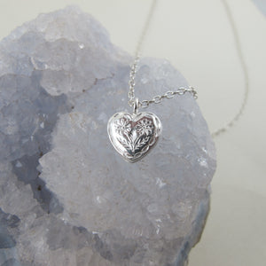 Vintage heart button imprinted necklace - Swallow Jewellery