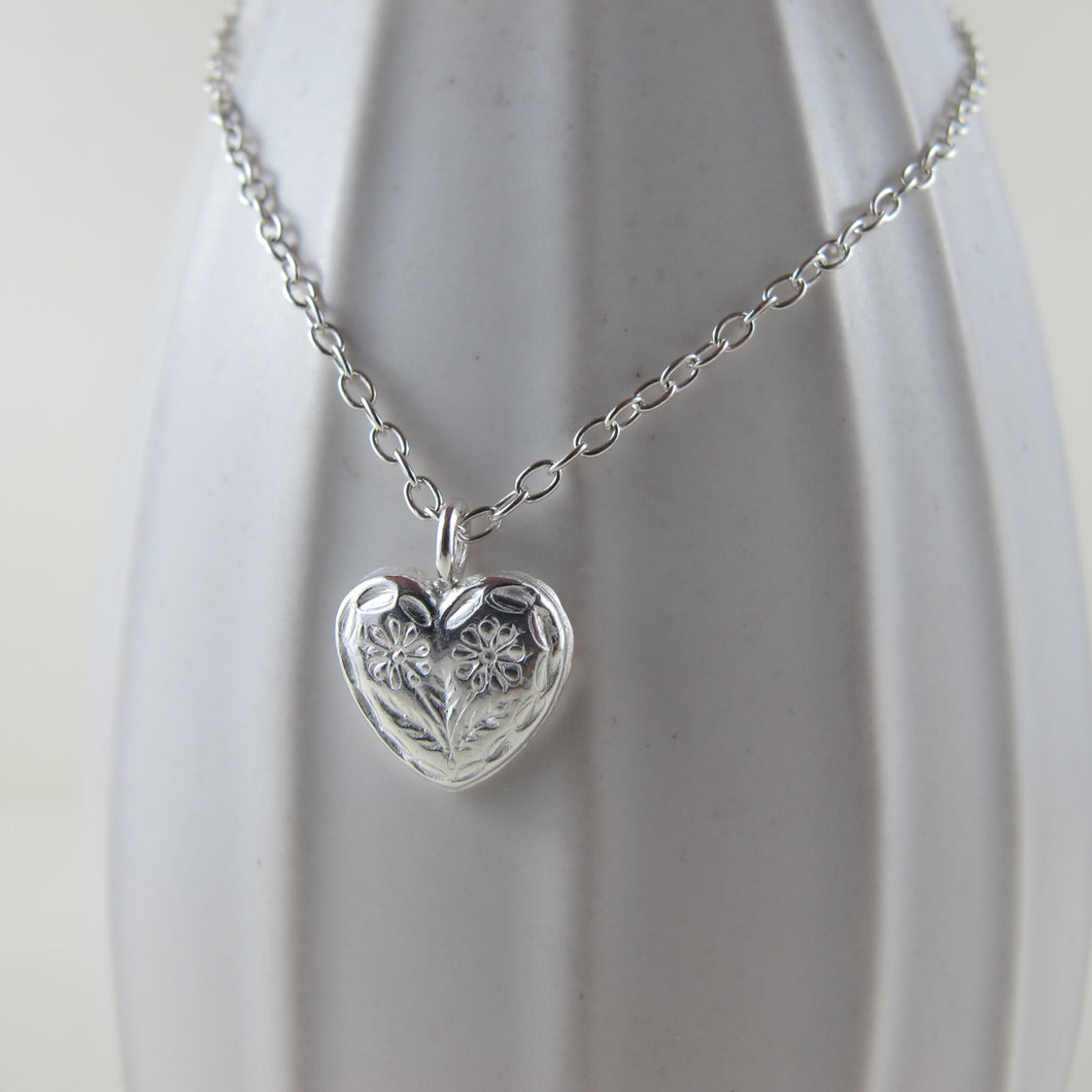 Vintage heart button imprinted necklace - Swallow Jewellery