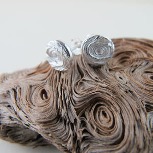 Driftwood imprinted earring studs from Mystic Beach, Vancouver Island - Swallow Jewellery