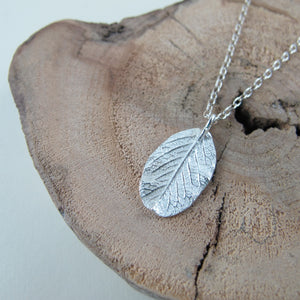 Wild rose leaf imprinted necklace from Victoria - Swallow Jewellery
