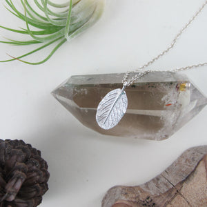 Wild rose leaf imprinted necklace from Victoria - Swallow Jewellery