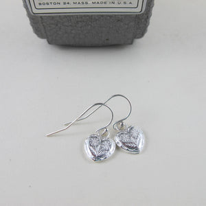 Vintage heart button imprinted earrings - Swallow Jewellery