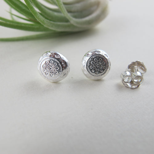 1920's vintage button imprinted earring studs - Swallow Jewellery