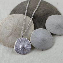 Load image into Gallery viewer, Sand dollar imprinted necklace from Parksville, Vancouver Island - Swallow Jewellery