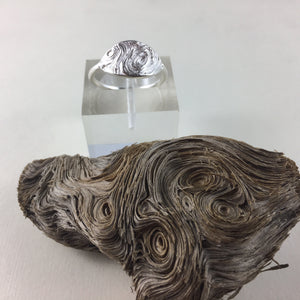 Driftwood imprinted ring from Mystic Beach, Vancouver Island - Swallow Jewellery