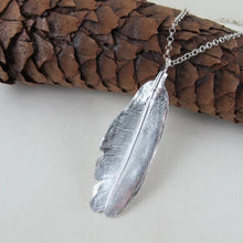 Load image into Gallery viewer, Mourning Dove feather imprinted necklace from Victoria, BC - Swallow Jewellery