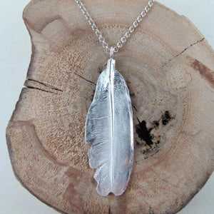 Mourning Dove feather imprinted necklace from Victoria, BC - Swallow Jewellery