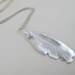 Mourning Dove feather imprinted necklace from Victoria, BC - Swallow Jewellery
