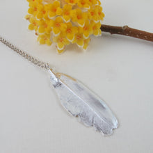 Load image into Gallery viewer, Mourning Dove feather imprinted necklace from Victoria, BC - Swallow Jewellery