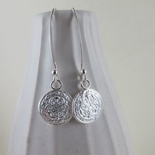 Load image into Gallery viewer, Uniform button imprinted dangle earrings - Swallow Jewellery