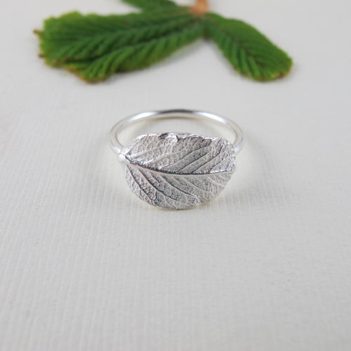 Wild rose leaf imprinted ring from Victoria, BC - Swallow Jewellery