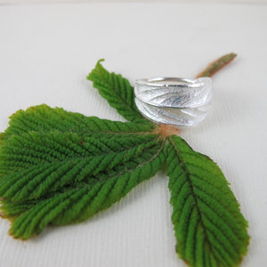 Willow leaf imprinted ring from Galiano Island, BC - Swallow Jewellery