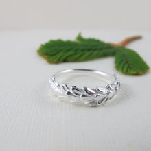 Load image into Gallery viewer, Cedar leaf imprinted ring from Victoria, BC - Swallow Jewellery