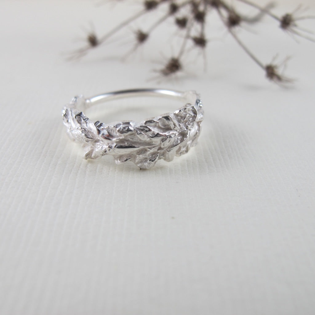 Princess Feather flower imprinted ring from Victoria, BC - Swallow Jewellery