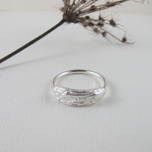 Douglas Fir tree bark imprinted ring from Victoria, BC - Swallow Jewellery