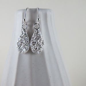 Whale bone imprinted dangle earrings from Victoria, BC - Swallow Jewellery