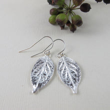 Load image into Gallery viewer, Hydrangea leaf imprinted dangle earrings from Victoria, BC - Swallow Jewellery