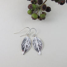 Load image into Gallery viewer, Hydrangea leaf imprinted dangle earrings from Victoria, BC - Swallow Jewellery