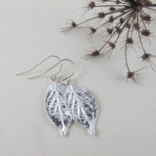 Load image into Gallery viewer, Hydrangea leaf imprinted dangle earrings from Victoria, BC - Swallow Jewellery