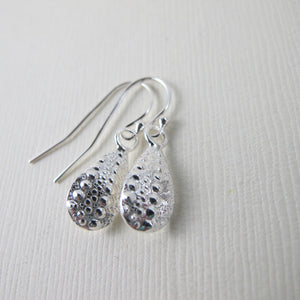Sea urchin imprinted dangle earrings from Middle Beach, Tofino - Swallow Jewellery