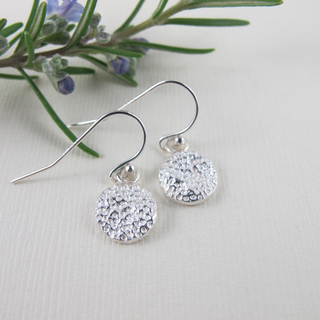 Coral imprinted dangle earrings from Tofino, Vancouver Island - Swallow Jewellery