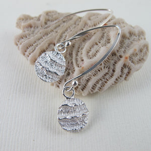 Port Renfrew coral imprinted dangle earrings from Vancouver Island - Swallow Jewellery