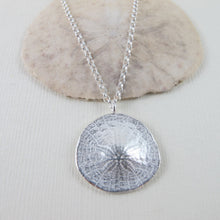 Load image into Gallery viewer, Middle beach sand dollar imprinted long necklace from Tofino, Vancouver Island - Swallow Jewellery